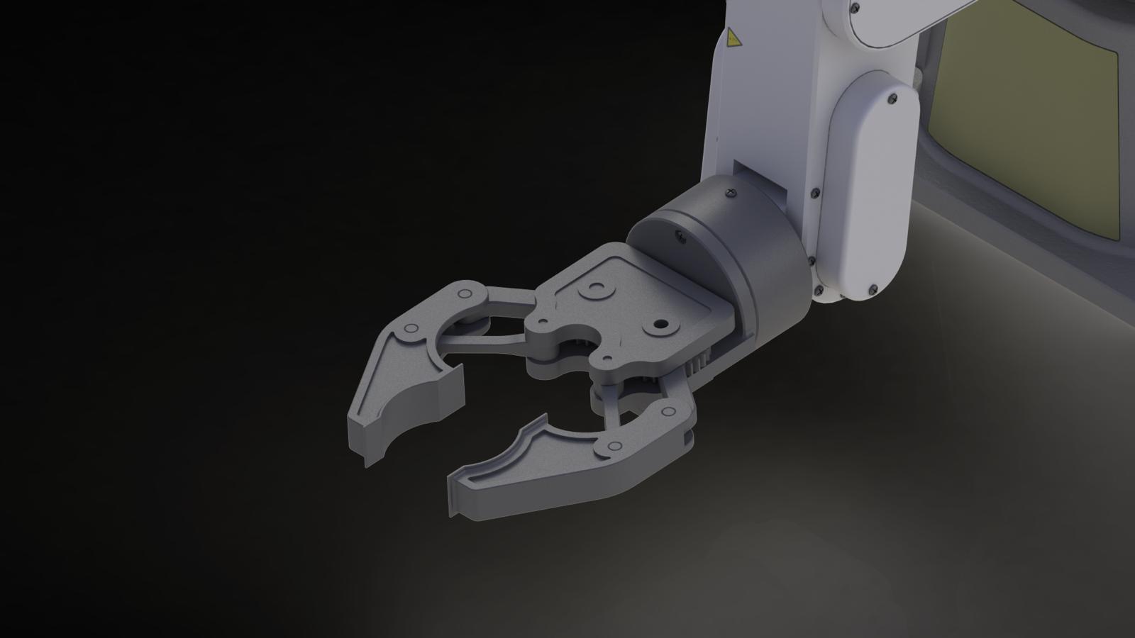 Detailed gripper assembly in the CAD model