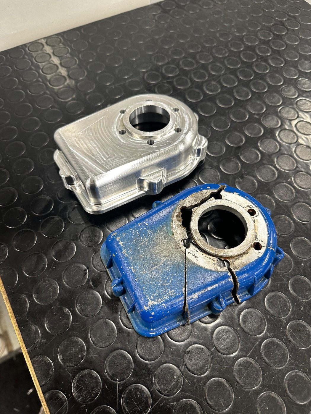 Replacement housing being machined on a CNC milling centre