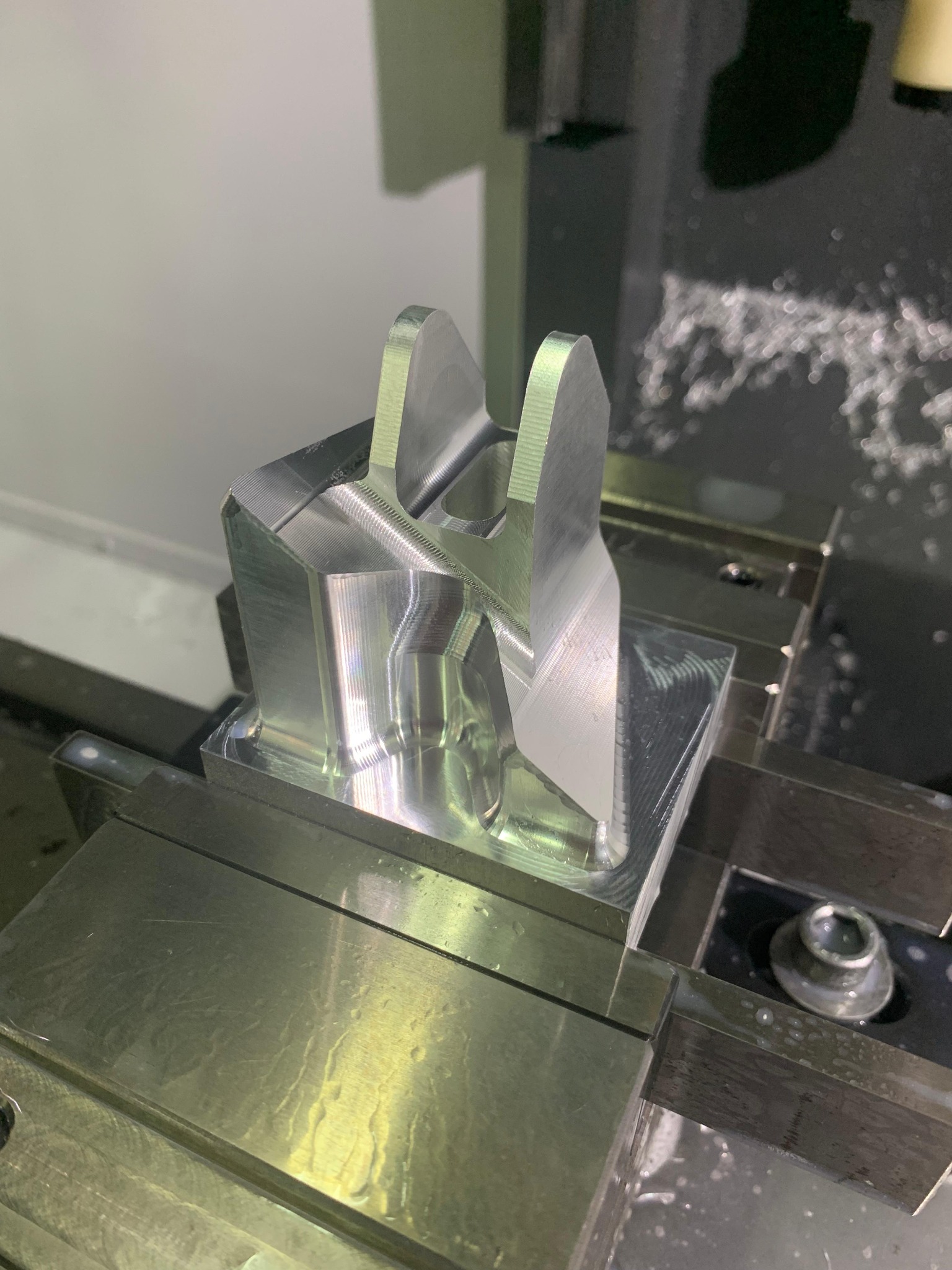 Aluminium Formula Student component being machined on a CNC milling centre